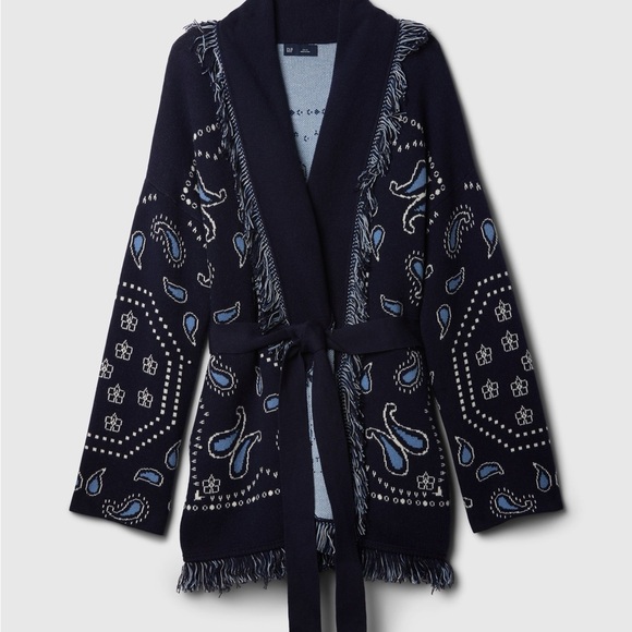 Gap Fringe Bandana Paisley Cardigan - Picture 1 of 6